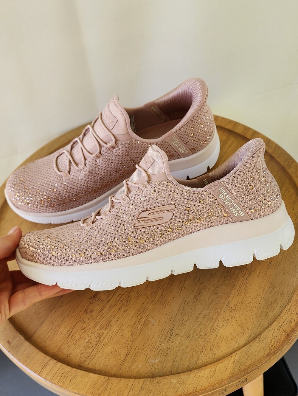 Skechers Women’s Pink Slip-On Sneakers - Picture 2 of 11